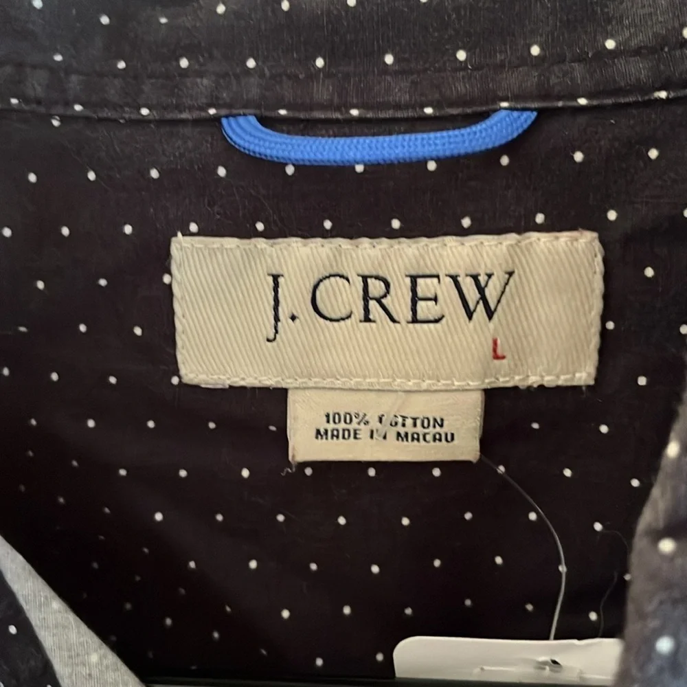J. Crew Brown Casual Polka Button Down Shirt (Size L)
